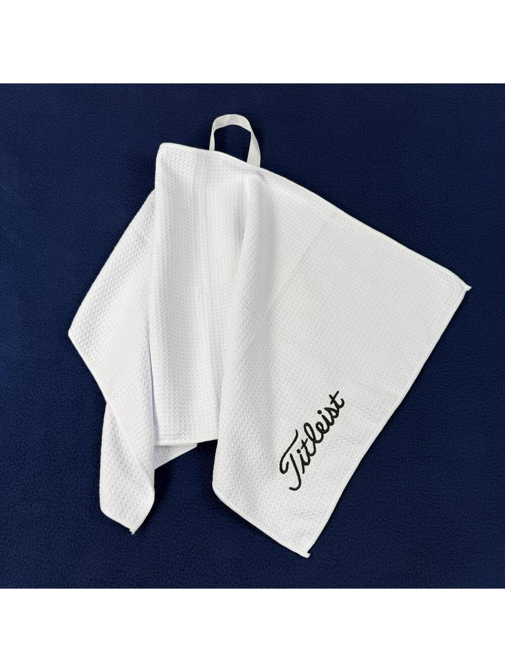 Titleist Golf Towel White Embroidered Bag Towel Waffle Texture Hanger Golfer New